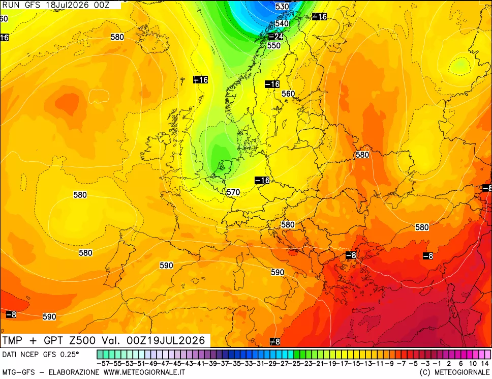 mappa 500 hPa Temp + GPT