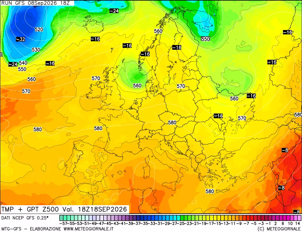 mappa 500 hPa Temp + GPT