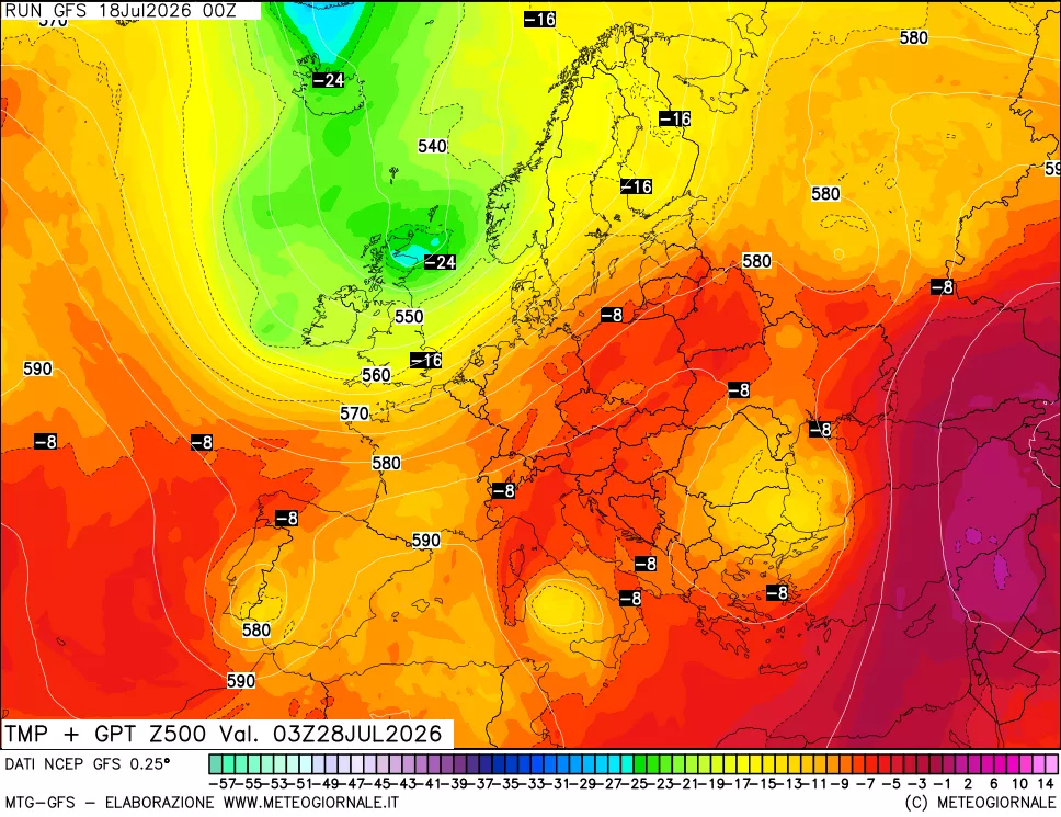 mappa 500 hPa Temp + GPT