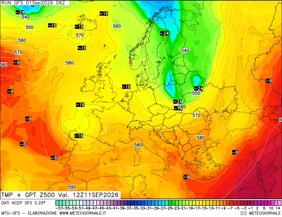 mappa 500 hPa Temp + GPT