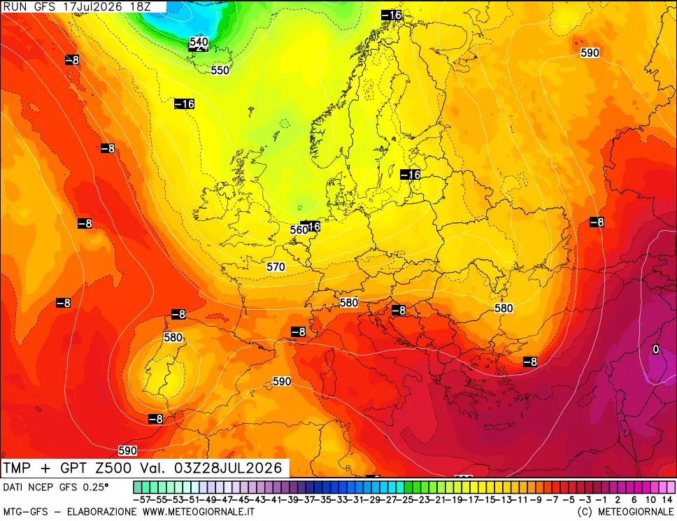 mappa 500 hPa Temp + GPT