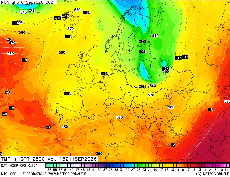 mappa 500 hPa Temp + GPT
