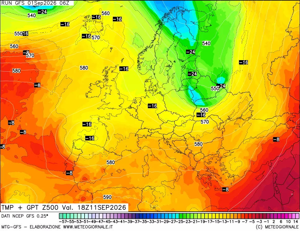 mappa 500 hPa Temp + GPT
