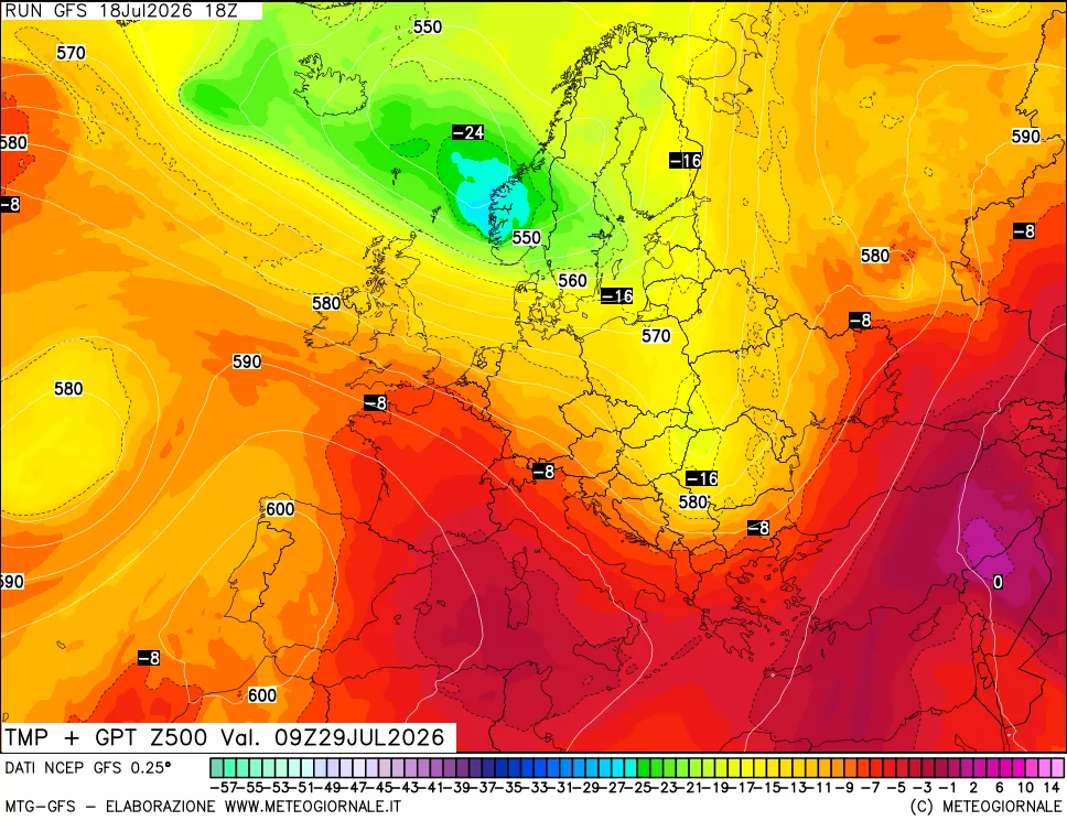 mappa 500 hPa Temp + GPT