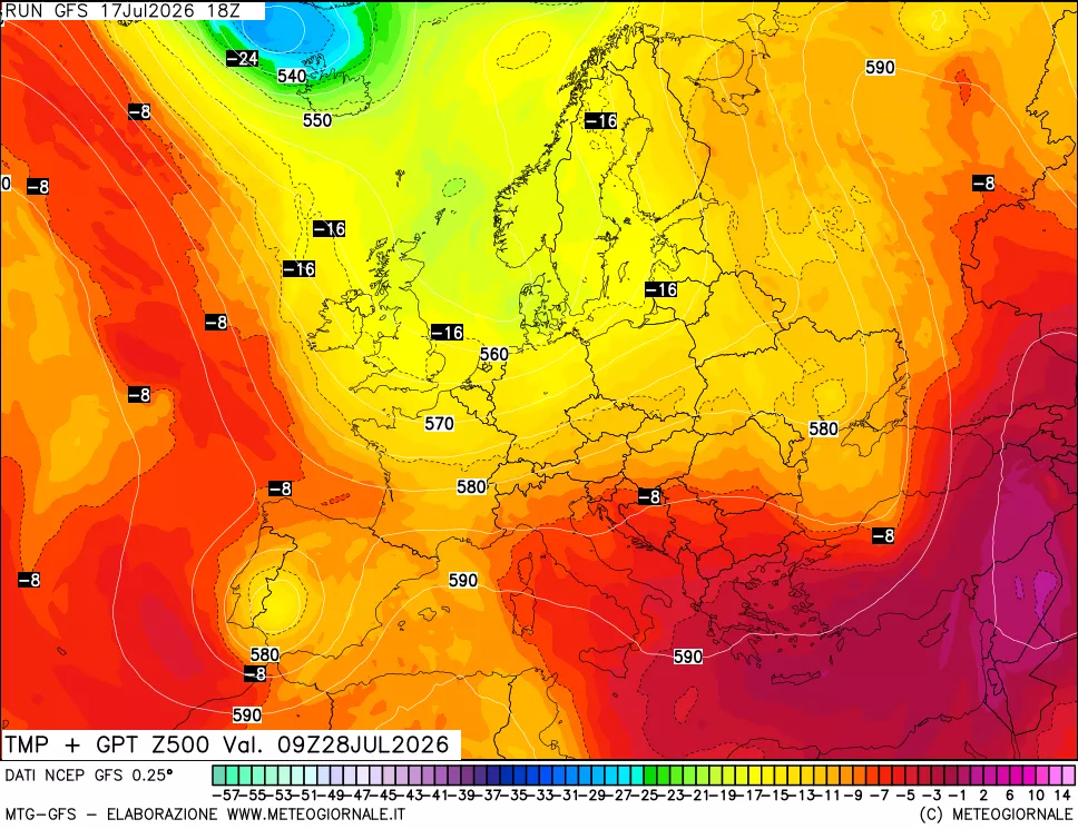 mappa 500 hPa Temp + GPT