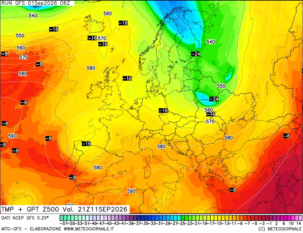 mappa 500 hPa Temp + GPT