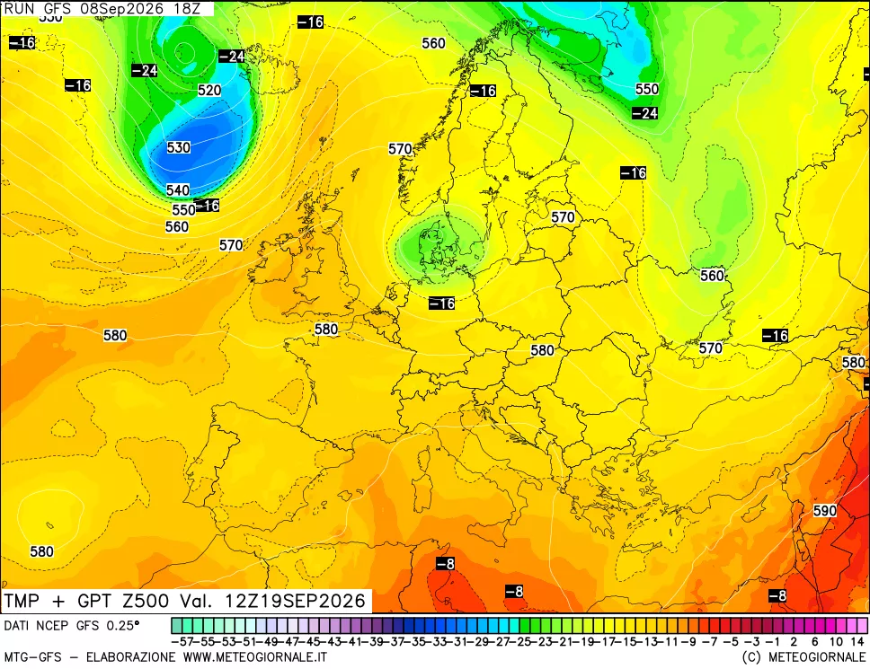 mappa 500 hPa Temp + GPT