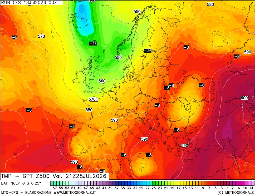 mappa 500 hPa Temp + GPT