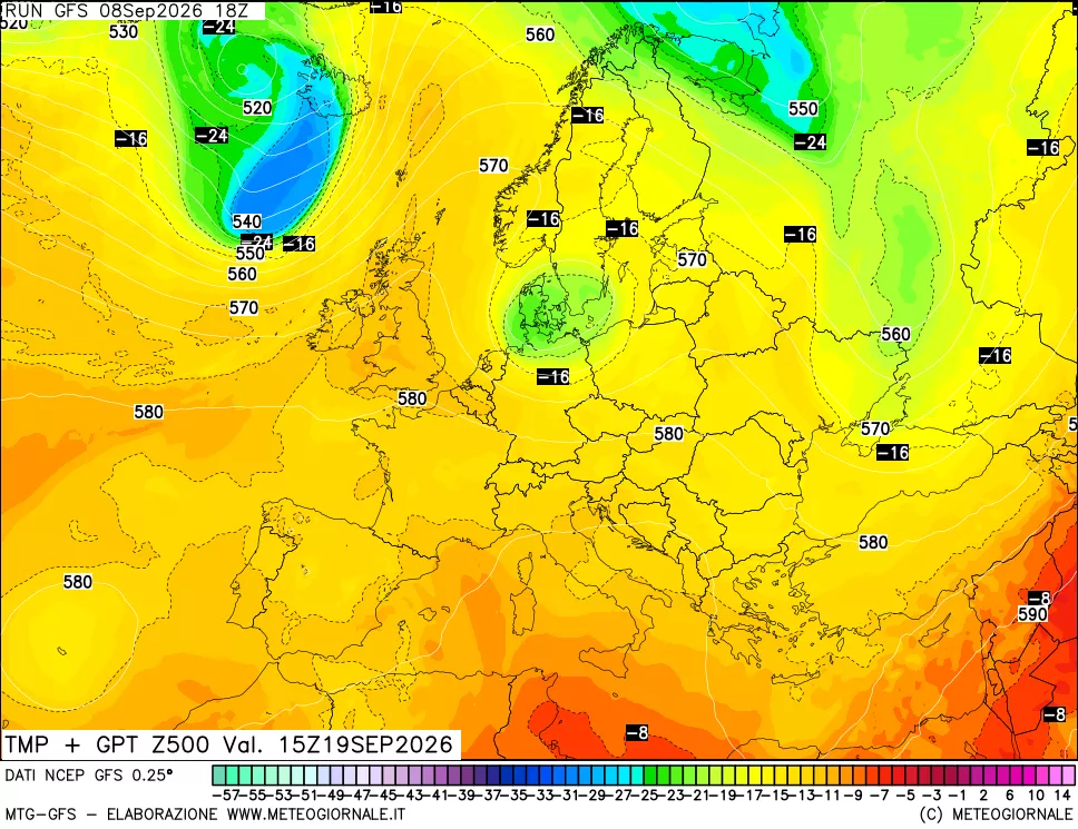 mappa 500 hPa Temp + GPT