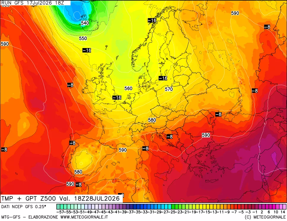 mappa 500 hPa Temp + GPT
