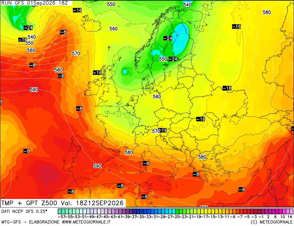 mappa 500 hPa Temp + GPT