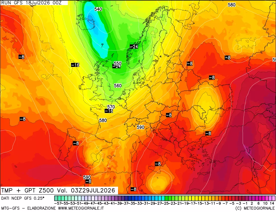 mappa 500 hPa Temp + GPT