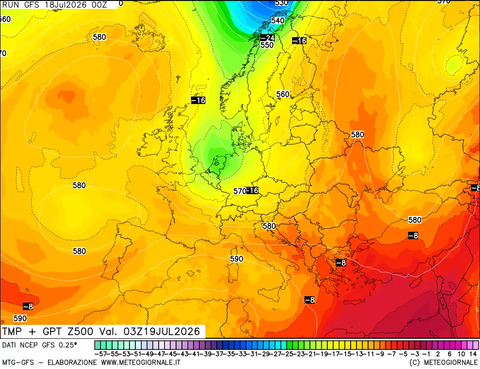 mappa 500 hPa Temp + GPT