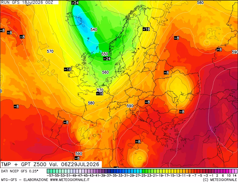 mappa 500 hPa Temp + GPT