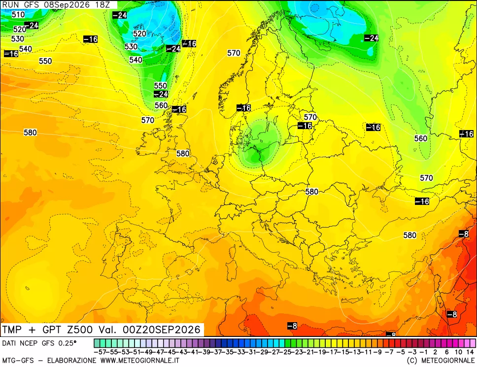 mappa 500 hPa Temp + GPT