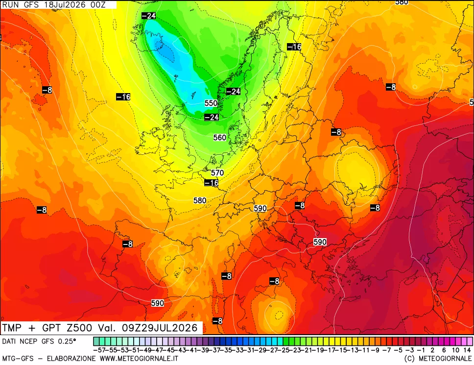 mappa 500 hPa Temp + GPT
