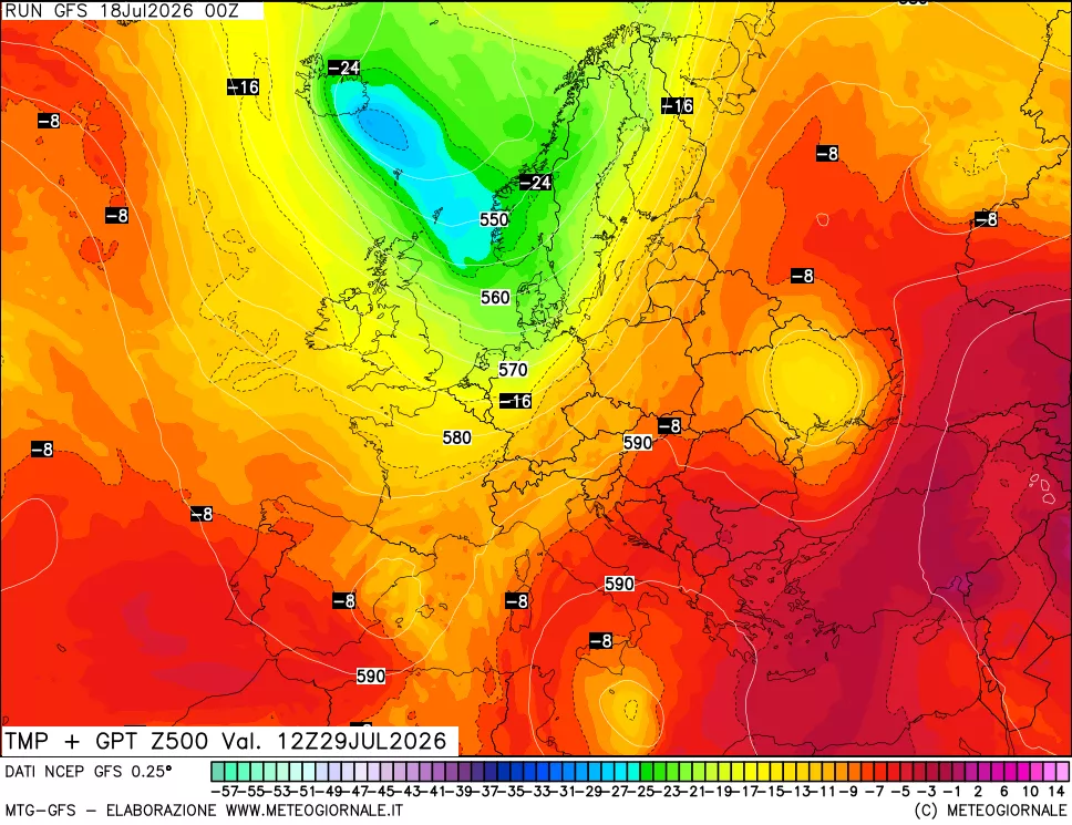 mappa 500 hPa Temp + GPT