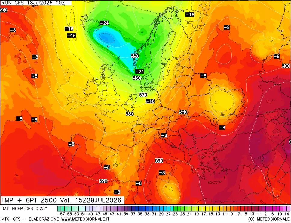 mappa 500 hPa Temp + GPT