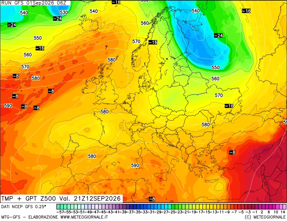 mappa 500 hPa Temp + GPT