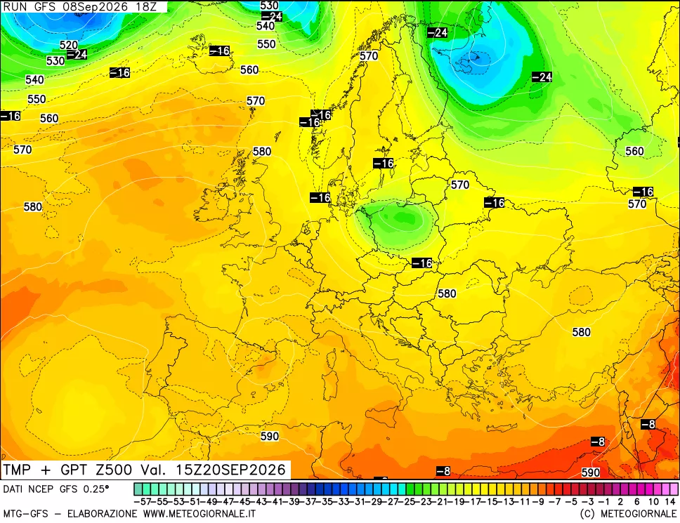 mappa 500 hPa Temp + GPT