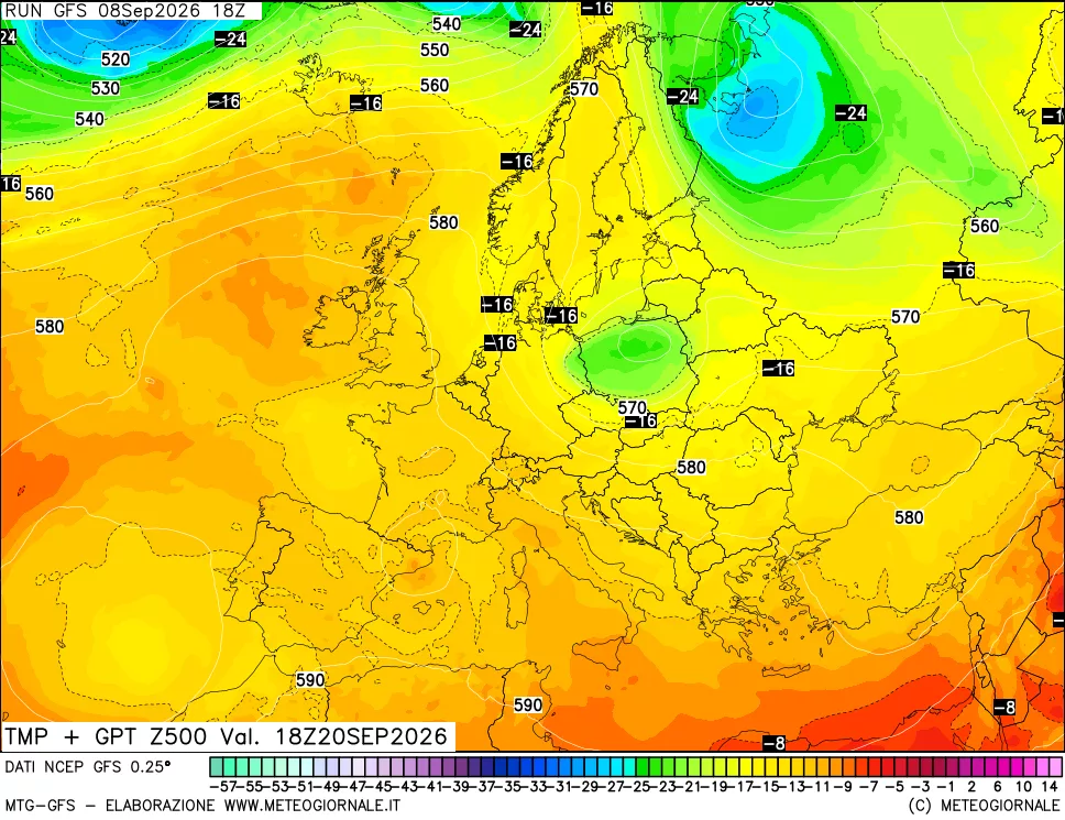 mappa 500 hPa Temp + GPT