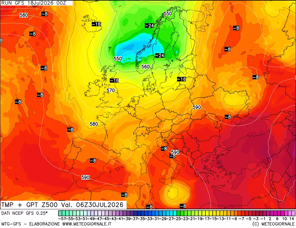 mappa 500 hPa Temp + GPT