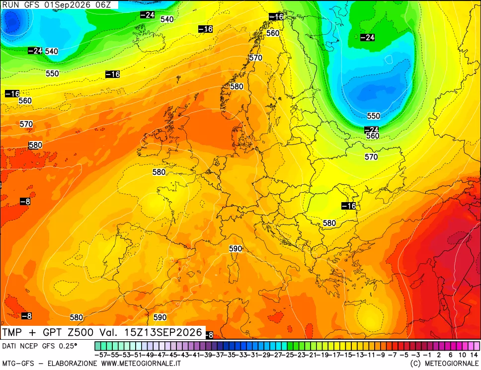 mappa 500 hPa Temp + GPT