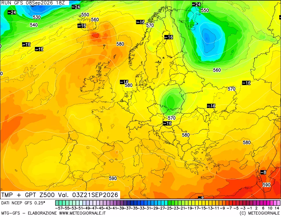 mappa 500 hPa Temp + GPT