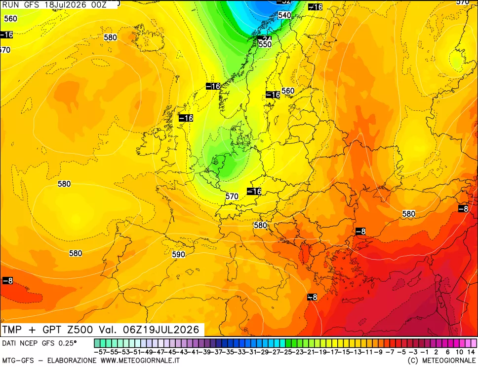 mappa 500 hPa Temp + GPT