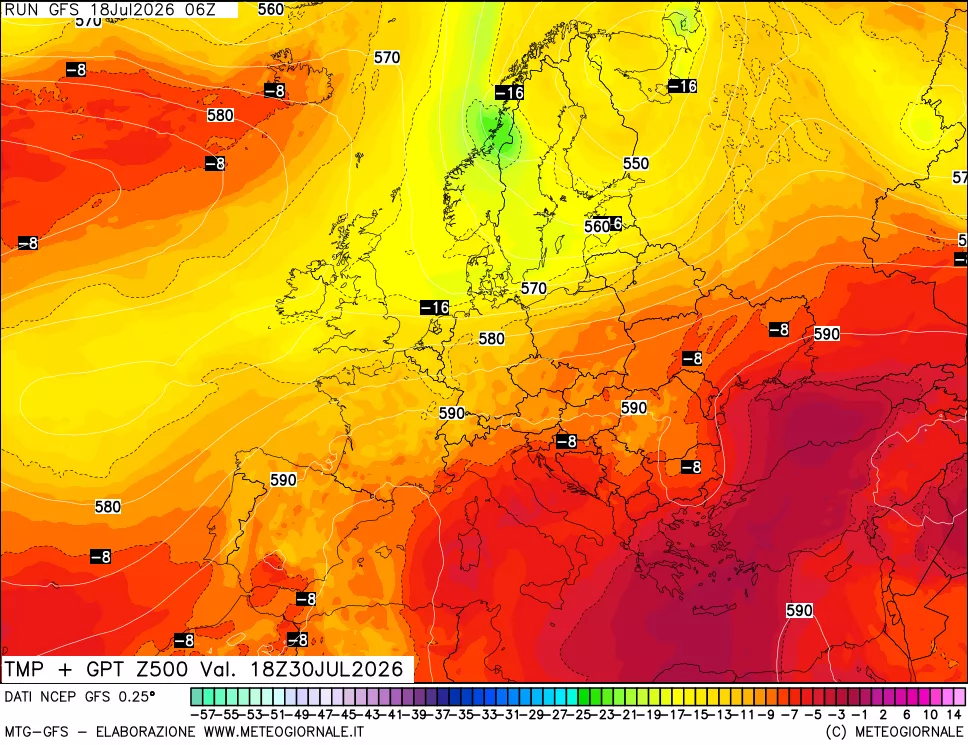 mappa 500 hPa Temp + GPT