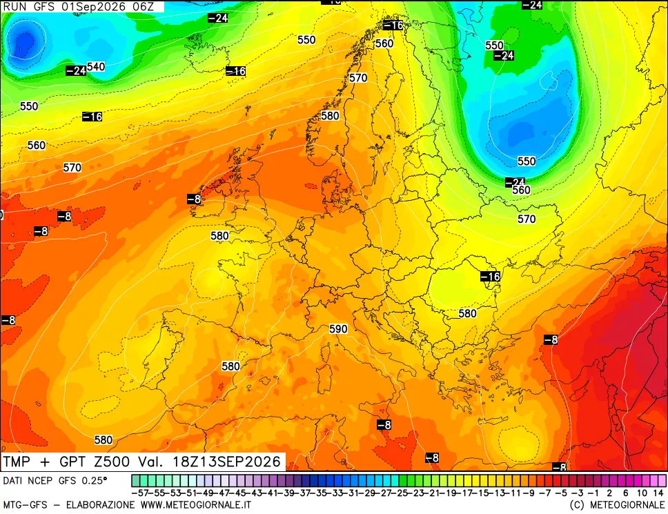 mappa 500 hPa Temp + GPT