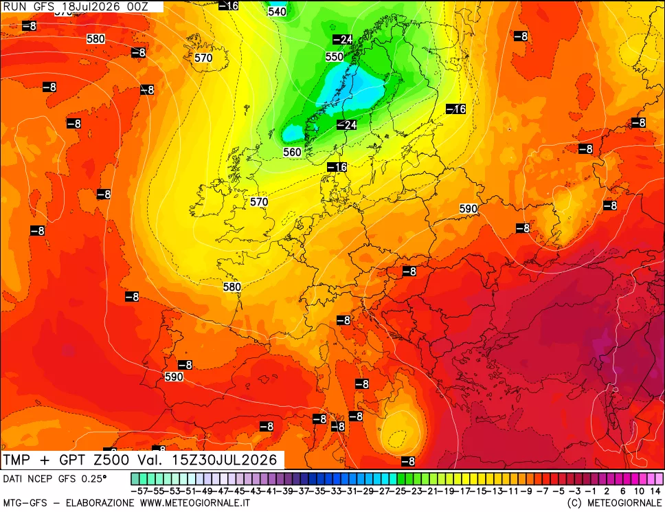 mappa 500 hPa Temp + GPT