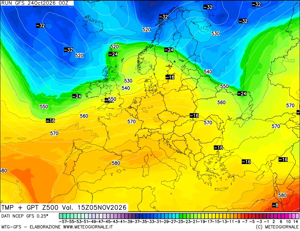 mappa 500 hPa Temp + GPT