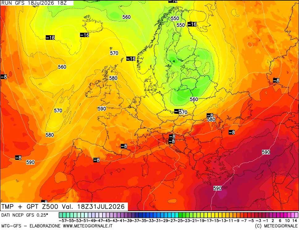 mappa 500 hPa Temp + GPT