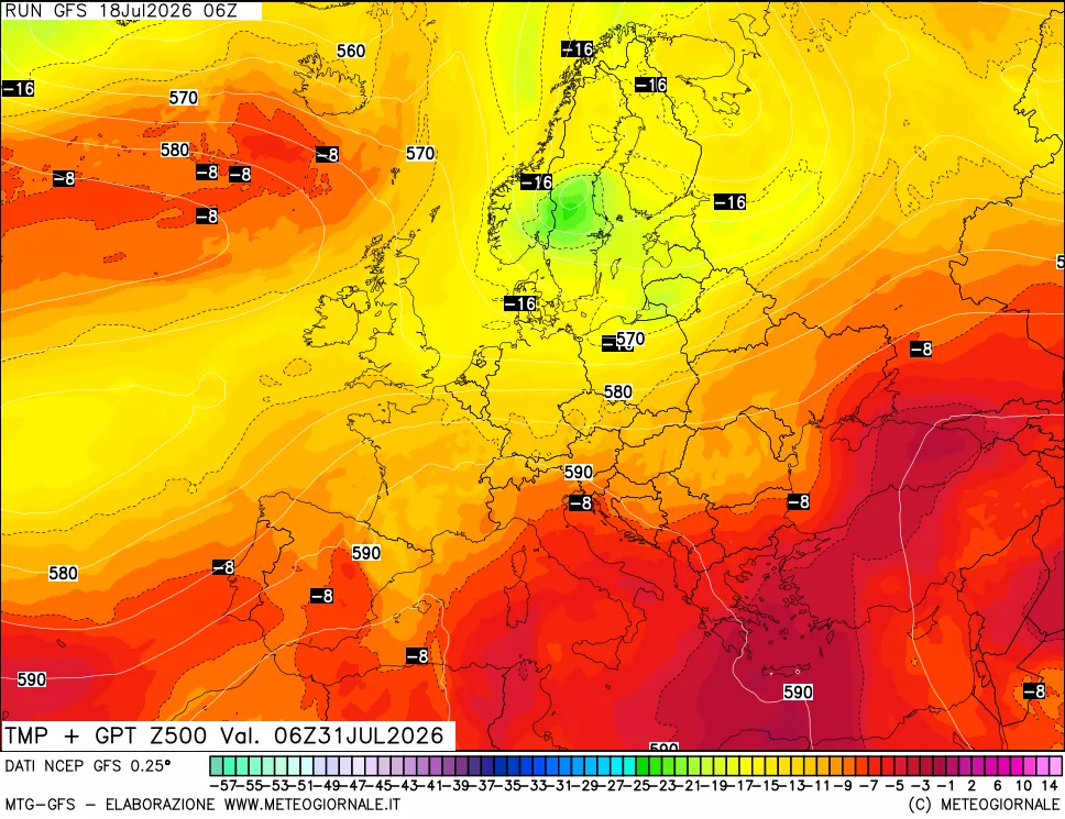 mappa 500 hPa Temp + GPT