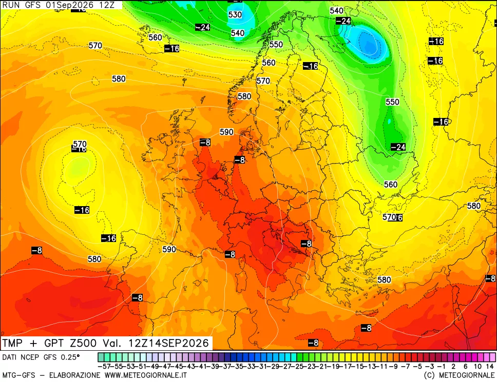 mappa 500 hPa Temp + GPT