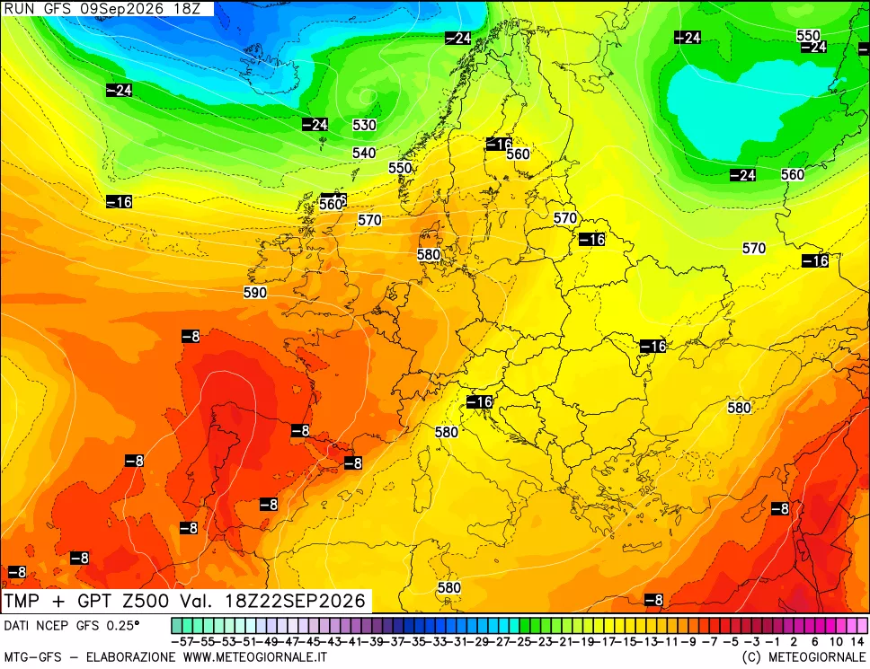 mappa 500 hPa Temp + GPT