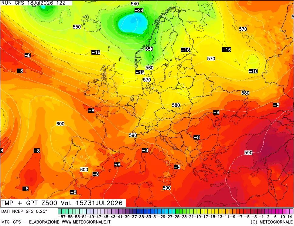 mappa 500 hPa Temp + GPT