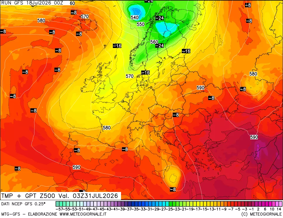 mappa 500 hPa Temp + GPT