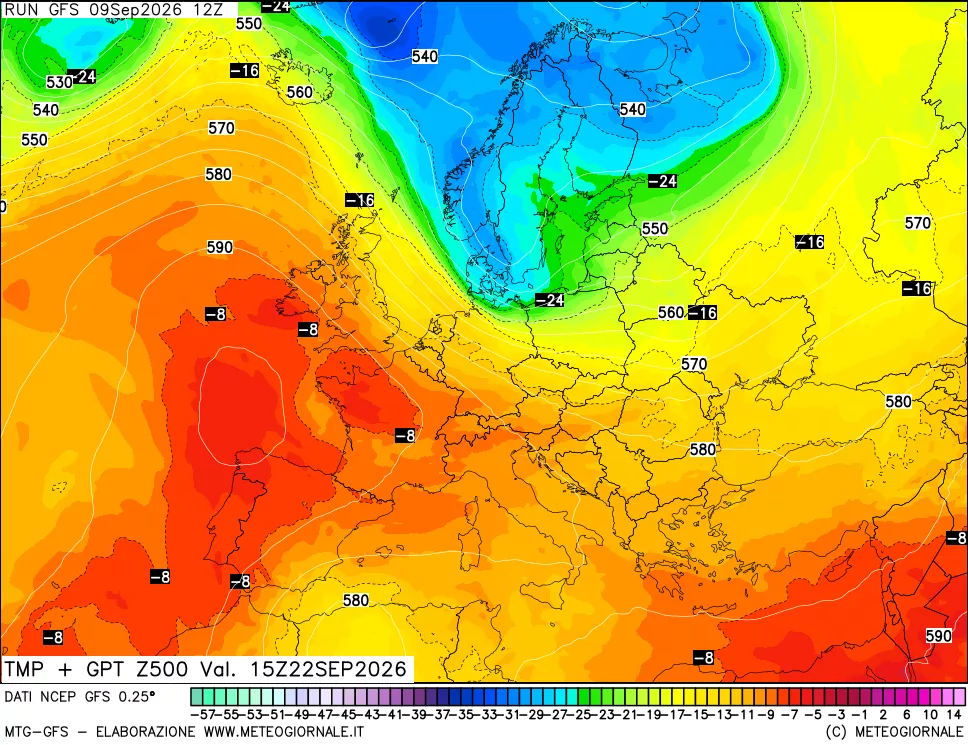 mappa 500 hPa Temp + GPT