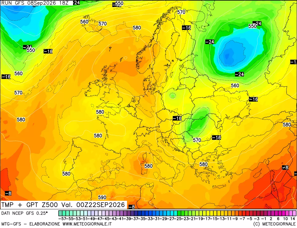 mappa 500 hPa Temp + GPT