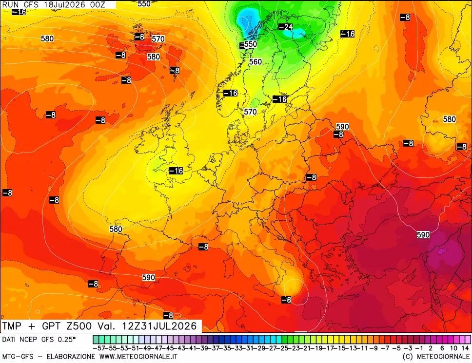 mappa 500 hPa Temp + GPT