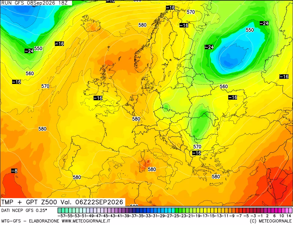 mappa 500 hPa Temp + GPT