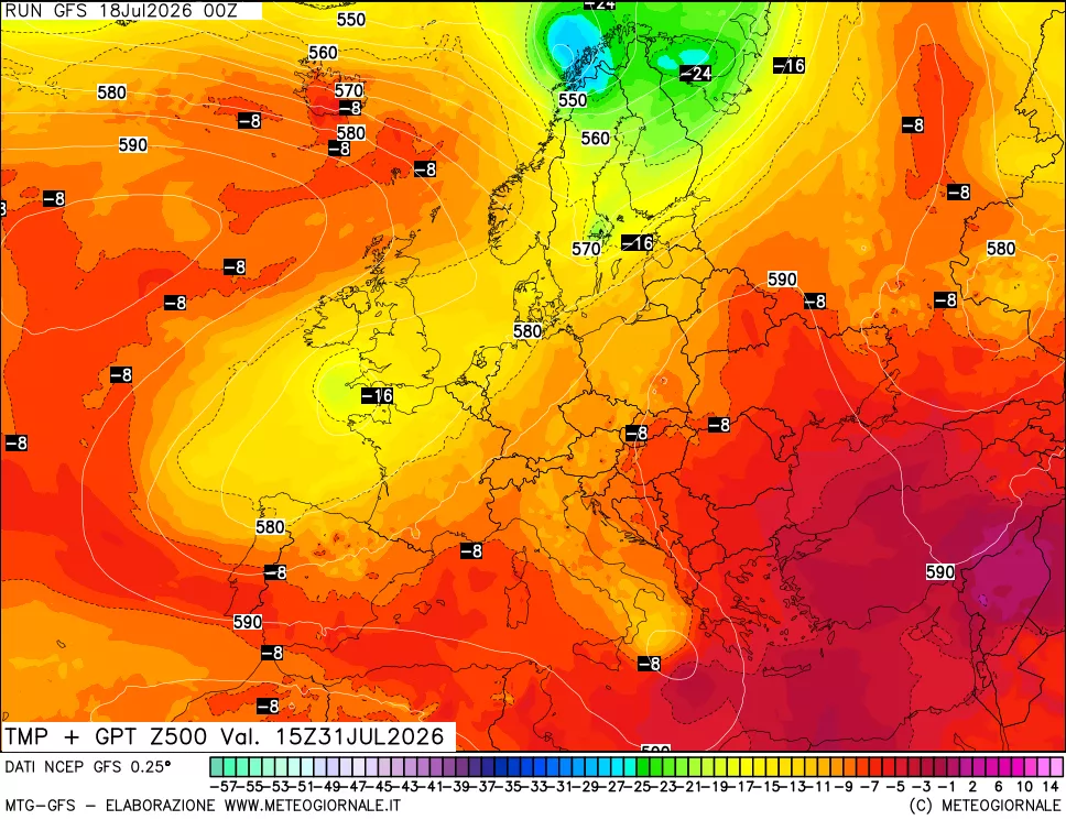 mappa 500 hPa Temp + GPT