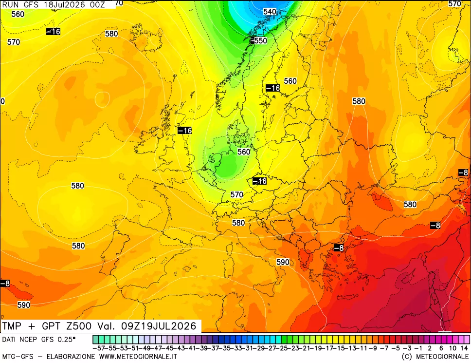 mappa 500 hPa Temp + GPT