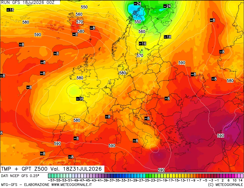 mappa 500 hPa Temp + GPT