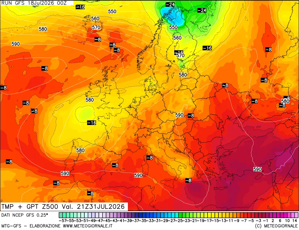 mappa 500 hPa Temp + GPT