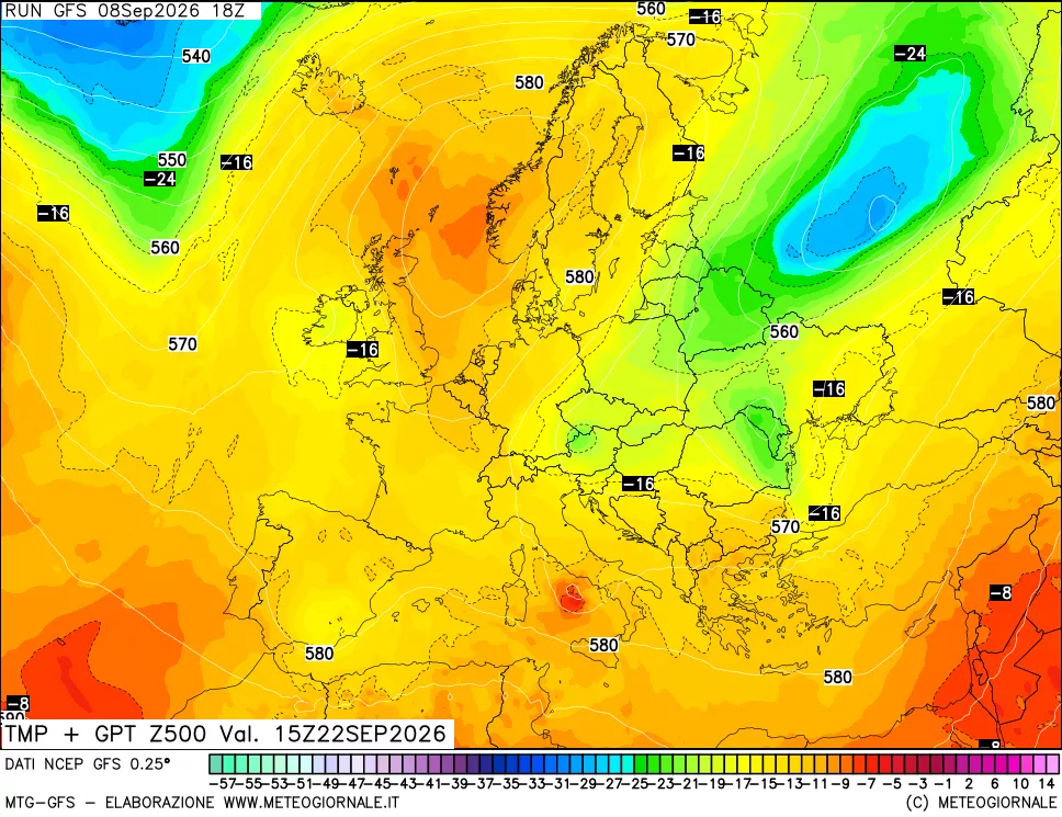 mappa 500 hPa Temp + GPT