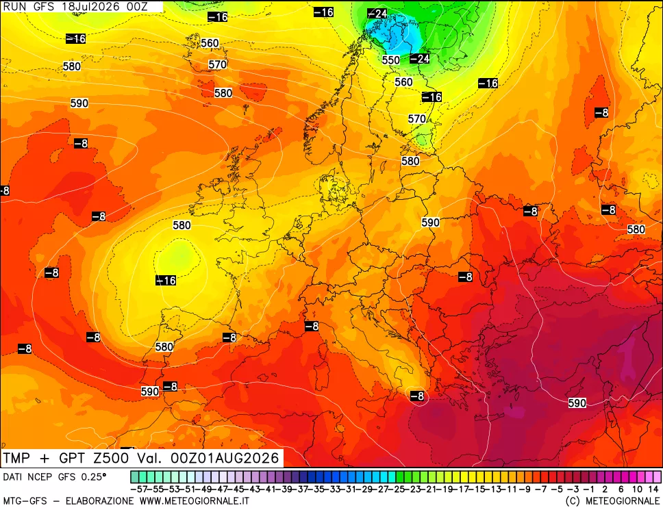 mappa 500 hPa Temp + GPT