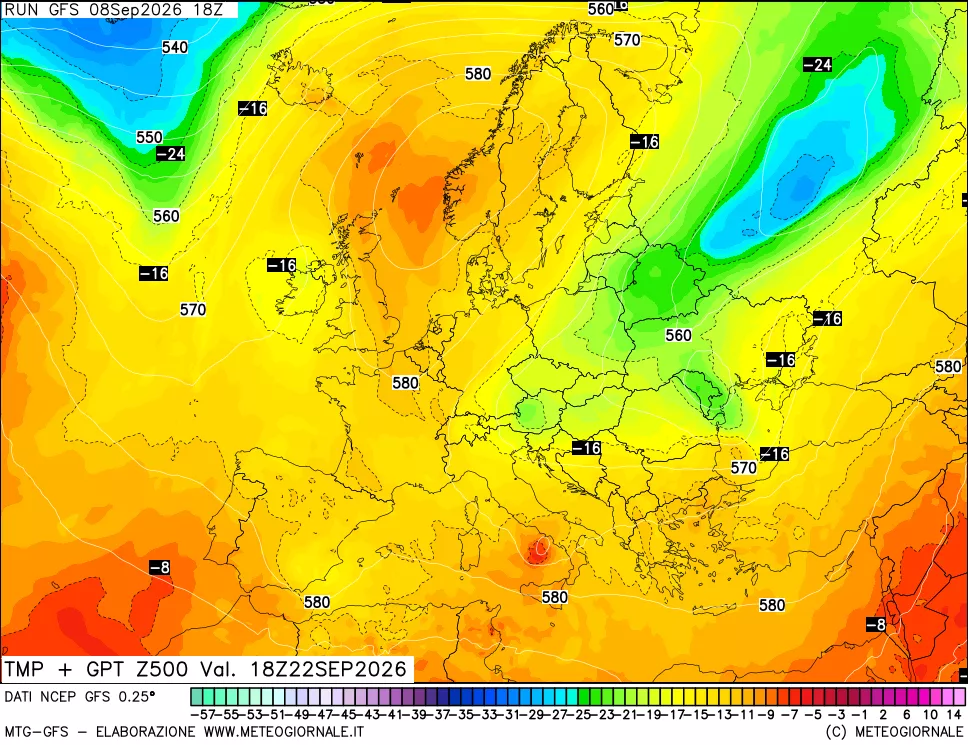 mappa 500 hPa Temp + GPT